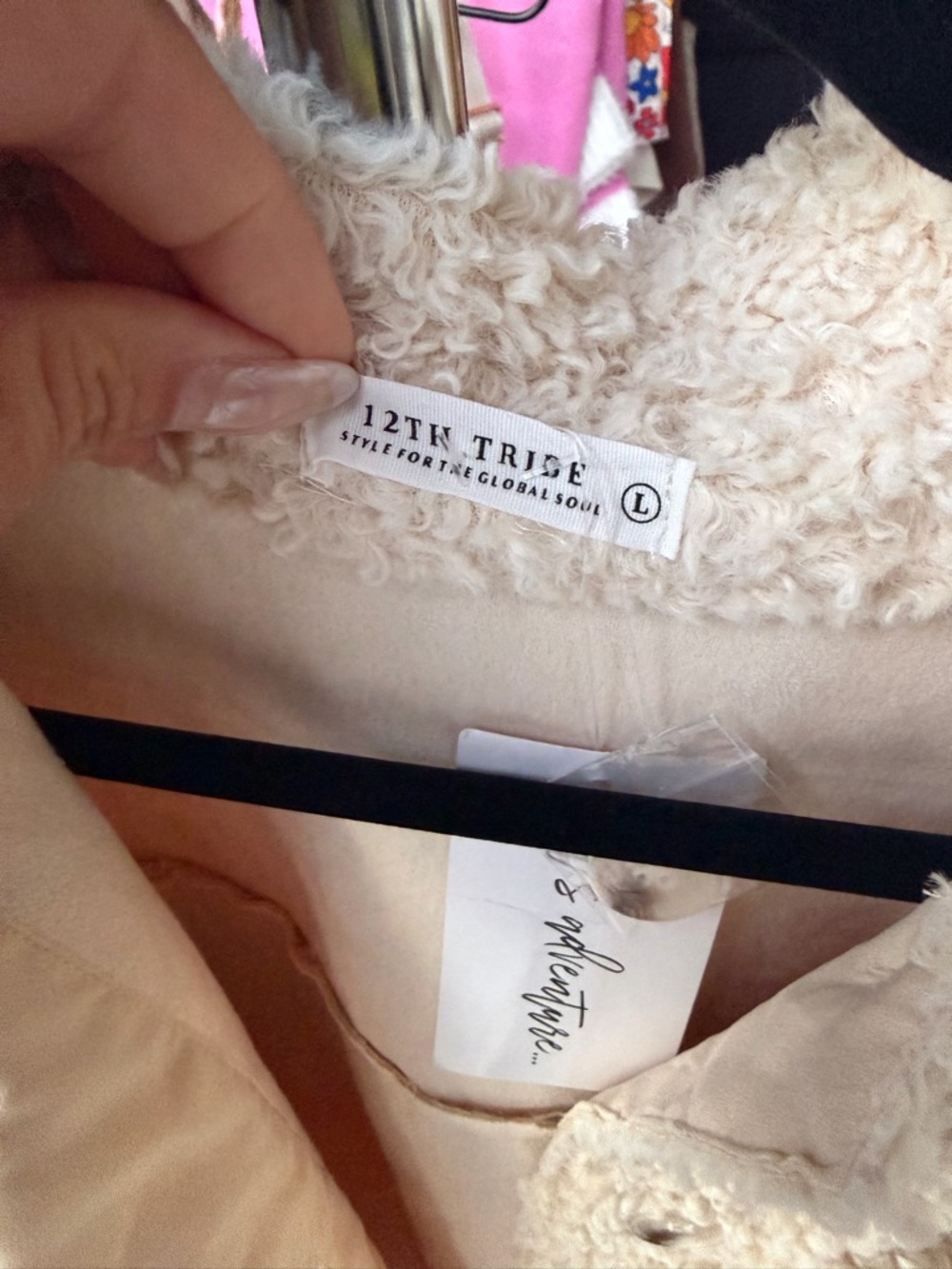 12th Tribe Cream Sherpa Jacket - Women - Picture 3 of 5
